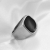 VQYSKO Plated Square Signet Ring | Stainless Steel Band for Men(Square Black+Silve)