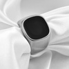VQYSKO Plated Square Signet Ring | Stainless Steel Band for Men(Square Black+Silve)