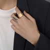 VQYSKO Plated Square Signet Ring | Stainless Steel Band for Men(Square Gold)