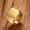 VQYSKO Plated Square Signet Ring | Stainless Steel Band for Men(Square Gold)