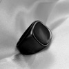 VQYSKO Plated Square Signet Ring | Stainless Steel Band for Men(Square Grey+Black)