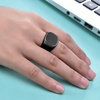 VQYSKO Plated Square Signet Ring | Stainless Steel Band for Men(Square Grey+Black)