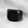 VQYSKO Plated Square Signet Ring | Stainless Steel Band for Men(Square Grey+Black)