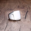 VQYSKO Plated Square Signet Ring | Stainless Steel Band for Men(Square Silve)