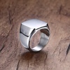 VQYSKO Plated Square Signet Ring | Stainless Steel Band for Men(Square Silve)