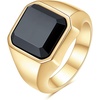 VQYSKO Plated Square Signet Ring | Stainless Steel Band for Men(Square Gold+Black)