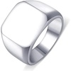 VQYSKO Plated Square Signet Ring | Stainless Steel Band for Men(Square Silve)