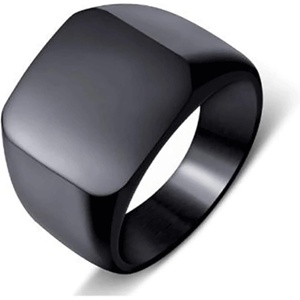 VQYSKO Plated Square Signet Ring | Stainless Steel Band for Men(Square Black)