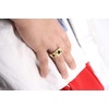 VQYSKO Signet Rings for Men Women,Solid Polished Stainless Steel Biker Ring for Men,Ideal Gift for Dad & Boyfriend,Silver Gold Black Color for Choice, size 4-15 (Gold Spade Ace, 11)