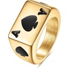 VQYSKO Signet Rings for Men Women,Solid Polished Stainless Steel Biker Ring for Men,Ideal Gift for Dad & Boyfriend,Silver Gold Black Color for Choice, size 4-15 (Gold Spade Ace, 11)
