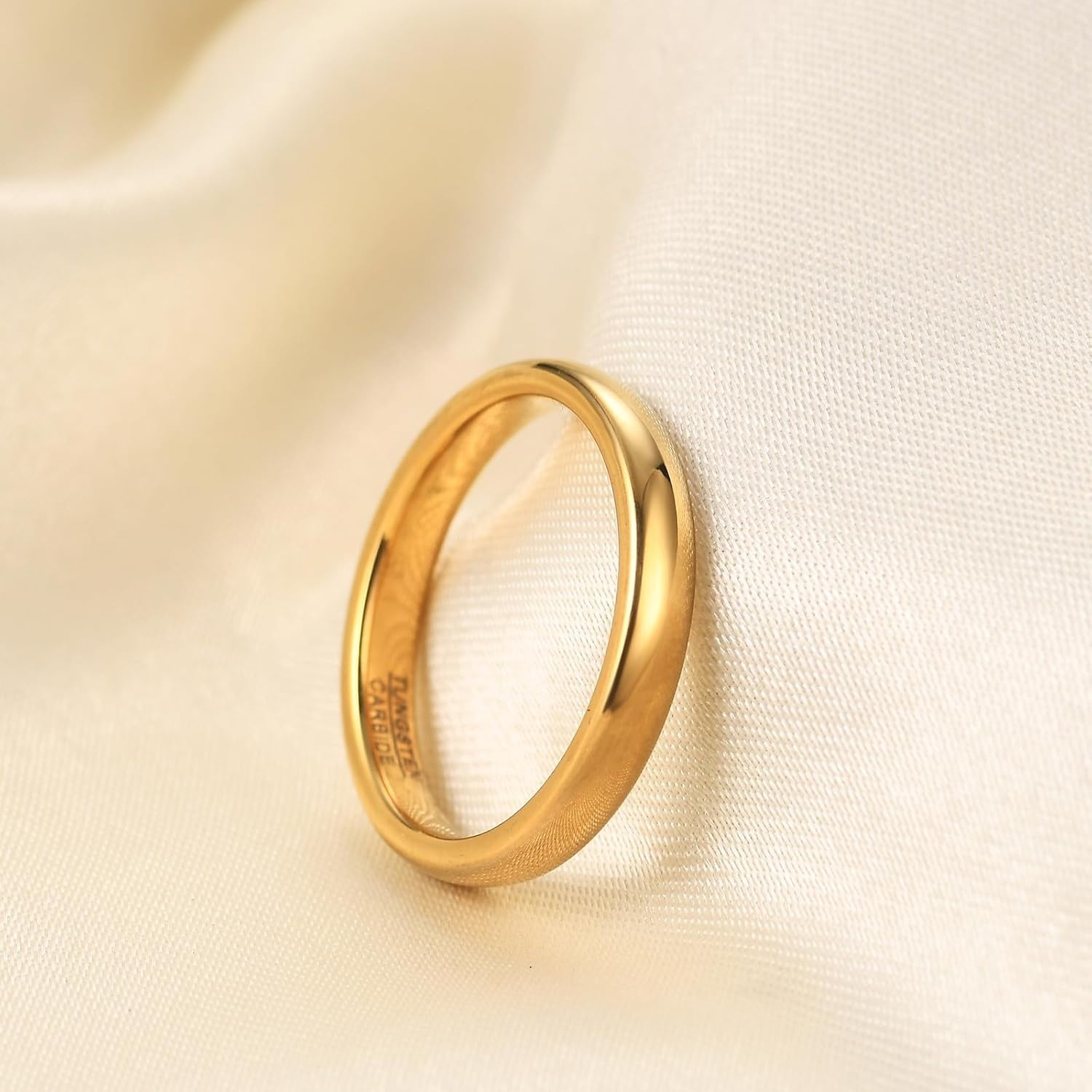 image:imageVQYSKO Tungsten Carbide Wedding Cigar Domed Band Ring Men Women 514Gold3mm