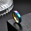 VQYSKO Tungsten Carbide Wedding Cigar Domed Band Ring Men Women 5-14(Rainbow-4mm)