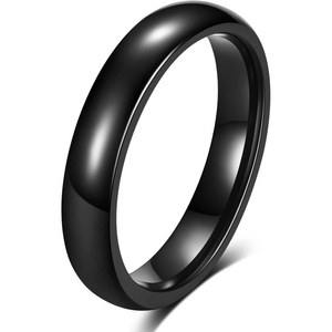 VQYSKO Tungsten Carbide Wedding Cigar Domed Band Ring Men Women 5-14(Black-4mm)