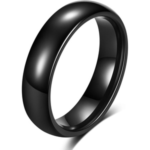VQYSKO Tungsten Carbide Wedding Cigar Domed Band Ring Men Women 5-14(Black-6mm)