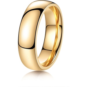 VQYSKO Tungsten Carbide Wedding Cigar Domed Band Ring Men Women 5-14(Gold-6mm)