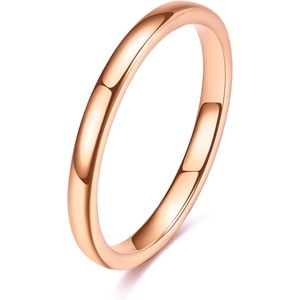 VQYSKO Tungsten Carbide Wedding Cigar Domed Band Ring Men Women 5-14(Rose Gold-2mm)
