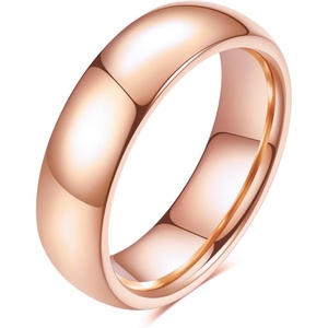 VQYSKO Tungsten Carbide Wedding Cigar Domed Band Ring Men Women 5-14(Rose Gold-6mm)