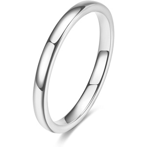 VQYSKO Tungsten Carbide Wedding Cigar Domed Band Ring Men Women 5-14(Silver-2mm)