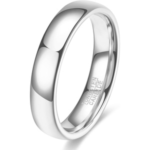 VQYSKO Tungsten Carbide Wedding Cigar Domed Band Ring Men Women 5-14(Silver-4mm)