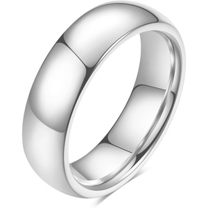 VQYSKO Tungsten Carbide Wedding Cigar Domed Band Ring Men Women 5-14(Silver-6mm)