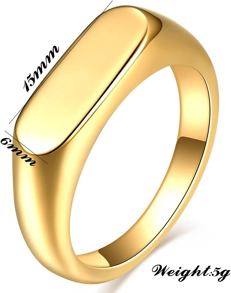 image:imageVQYSKO Signet Ring for Men amp Women 316L Stainless Steel Statement Band RingGold