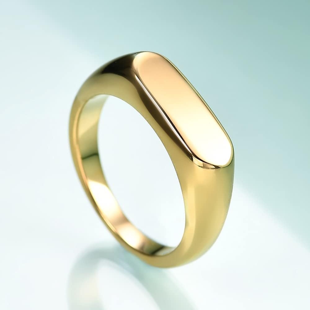 image:imageVQYSKO Signet Ring for Men amp Women 316L Stainless Steel Statement Band RingGold
