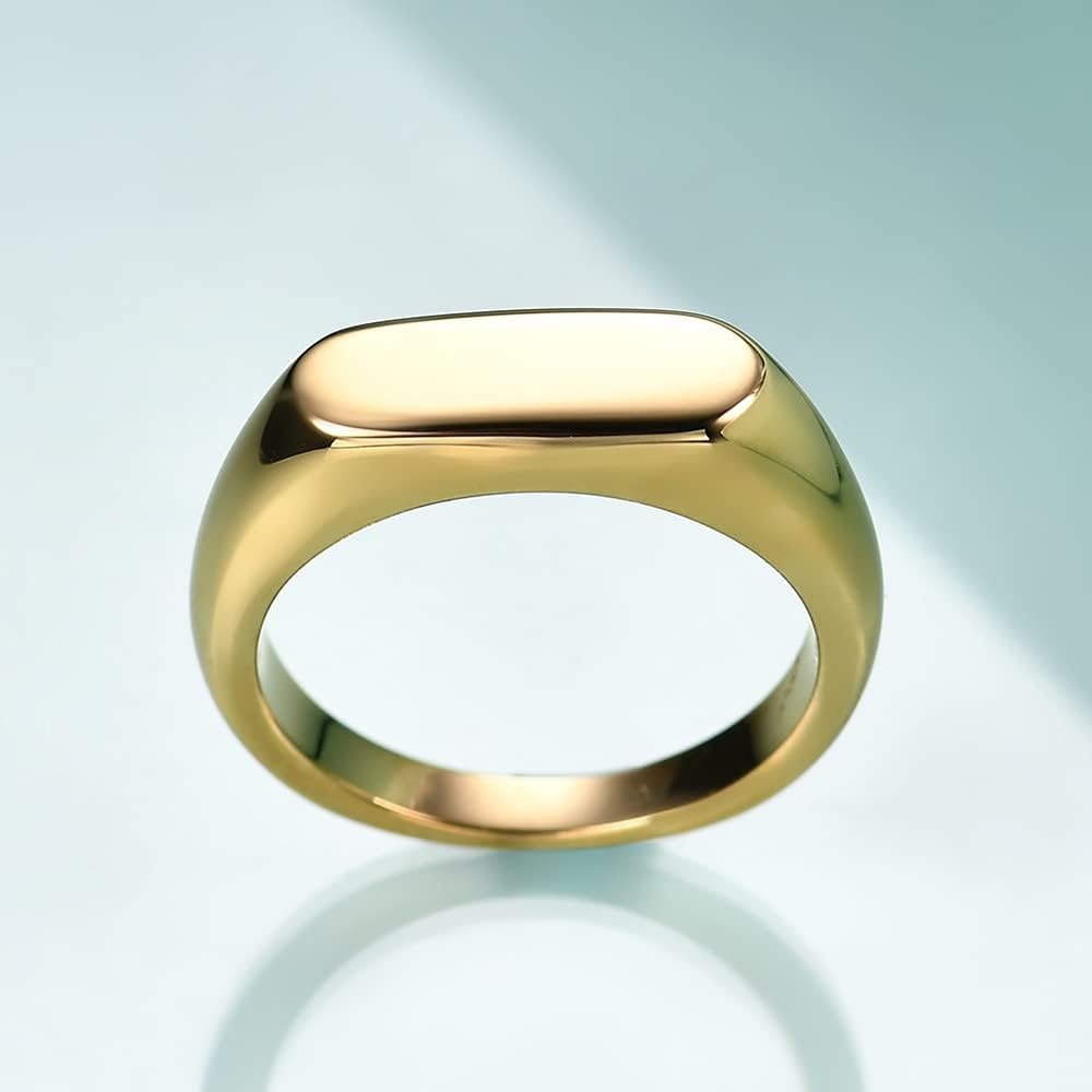image:imageVQYSKO Signet Ring for Men amp Women 316L Stainless Steel Statement Band RingGold