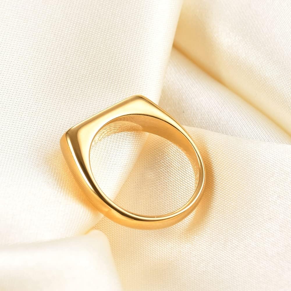 image:imageVQYSKO Signet Ring for Men amp Women 316L Stainless Steel Statement Band RingGoldWhite