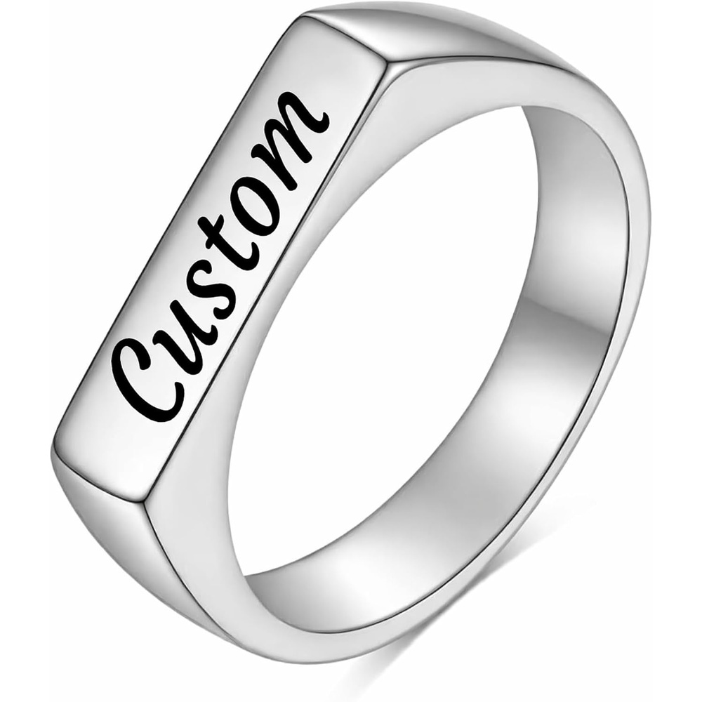 image:imageVQYSKO Signet Ring for Men amp Women 316L Stainless Steel Statement Band RingCustom Silver
