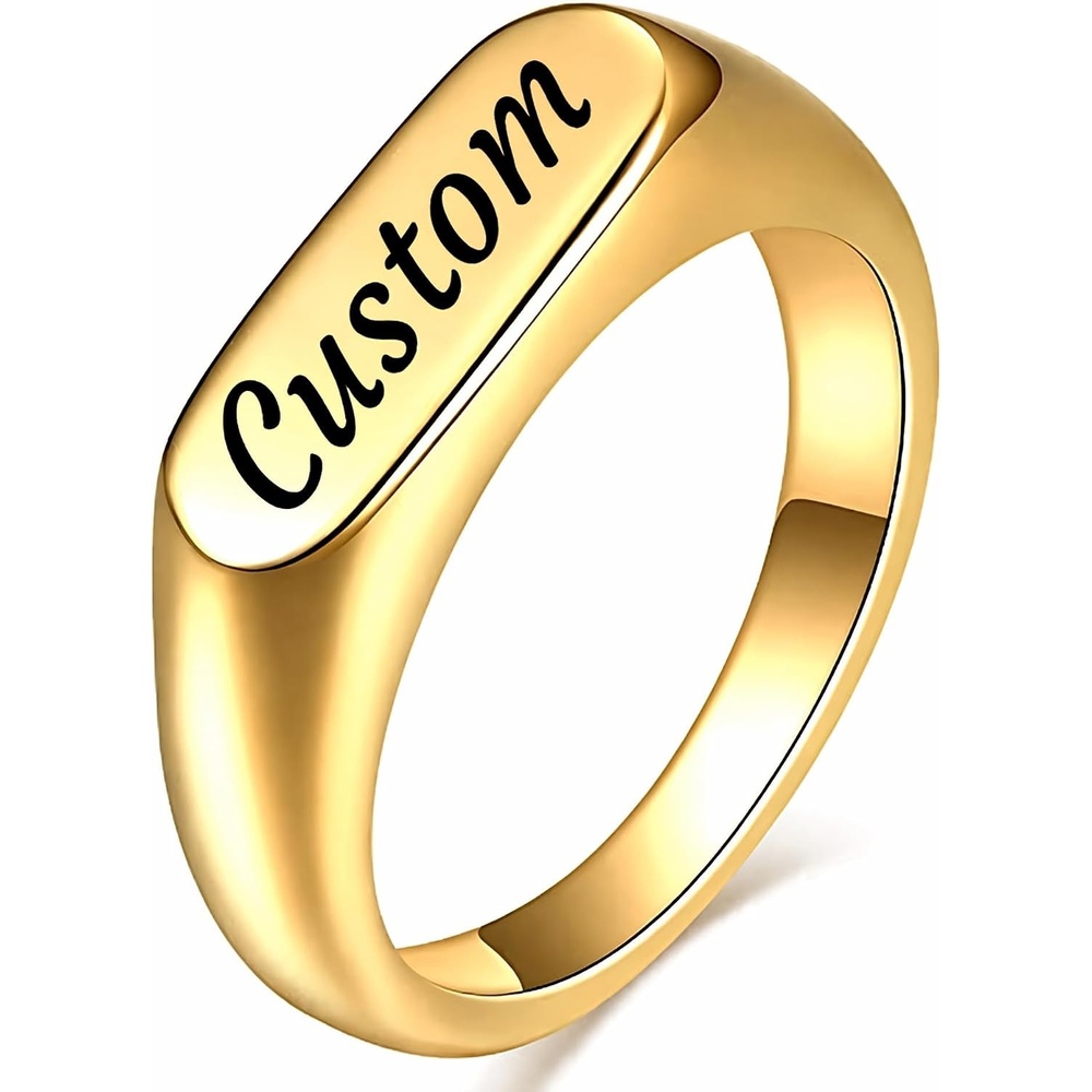 image:imageVQYSKO Signet Ring for Men amp Women 316L Stainless Steel Statement Band RingCustomGold