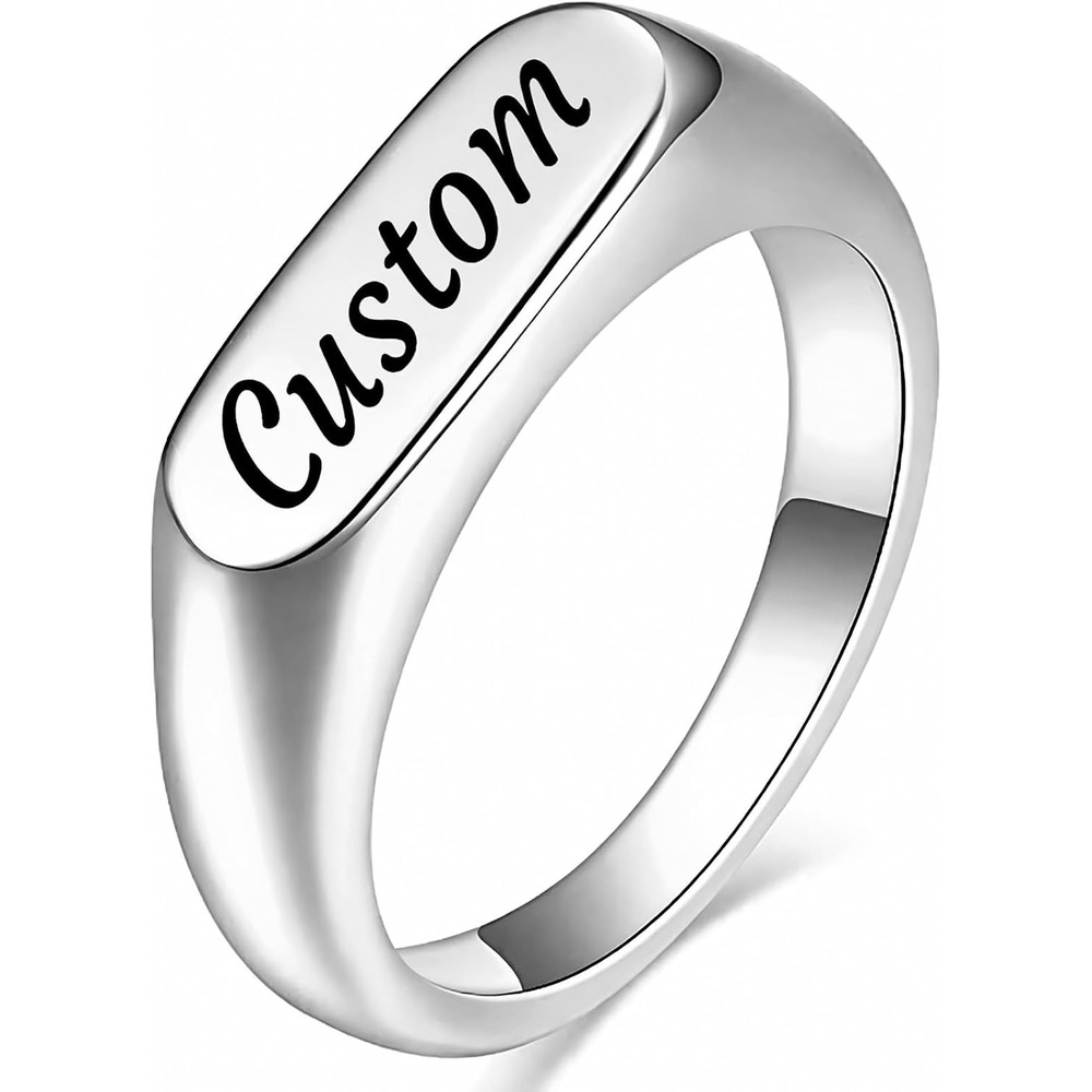 image:imageVQYSKO Signet Ring for Men amp Women 316L Stainless Steel Statement Band RingCustomSilver
