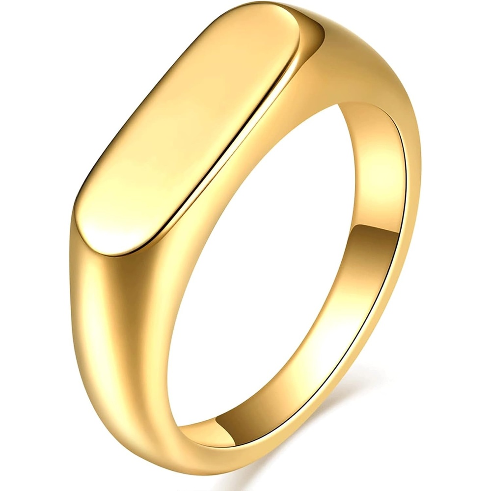 image:imageVQYSKO Signet Ring for Men amp Women 316L Stainless Steel Statement Band RingGold