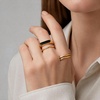 VQYSKO Signet Ring for Men & Women 316L Stainless Steel Statement Band Ring(Gold+Black)