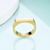 VQYSKO Signet Ring for Men & Women 316L Stainless Steel Statement Band Ring(Rectangle Gold)