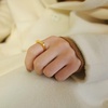 VQYSKO Signet Ring for Men & Women 316L Stainless Steel Statement Band Ring(Rectangle Gold)