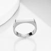 VQYSKO Signet Ring for Men & Women 316L Stainless Steel Statement Band Ring(Rectangle Silver)