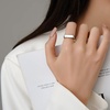 VQYSKO Signet Ring for Men & Women 316L Stainless Steel Statement Band Ring(Silver + White)
