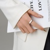 VQYSKO Signet Ring for Men & Women 316L Stainless Steel Statement Band Ring(Silver + White)