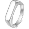 VQYSKO Signet Ring for Men & Women 316L Stainless Steel Statement Band Ring(Silver + White)