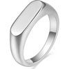 VQYSKO Signet Ring for Men & Women 316L Stainless Steel Statement Band Ring(Silver)